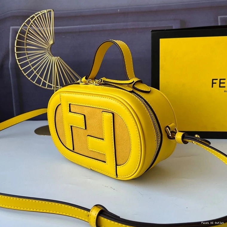 Vintage HOT Yellow In Fendi Camera Case Mini O'Lock Calf Leather 0801
